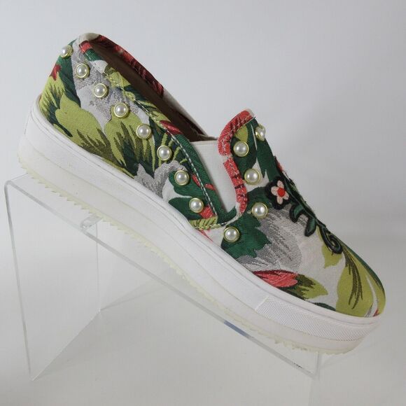 Steve Madden Platform Sneakers Womens Sz 9 B Slick P Floral Pearl Type Studs - Picture 4 of 10